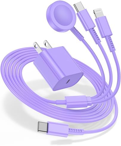 Ultimate 3-in-1 Fast Charging Cable for Apple Devices – 20 W USB-C Charger with 6 FT Length for Seamless Compatibility with Apple Watch Ultra2/SE/10/9/8/7/6/5/4/3 & i Phone 15/16 Pro Max/14/13/12/11 – Elegant White Design for Effortless Organization and Rapid Charging Efficiency