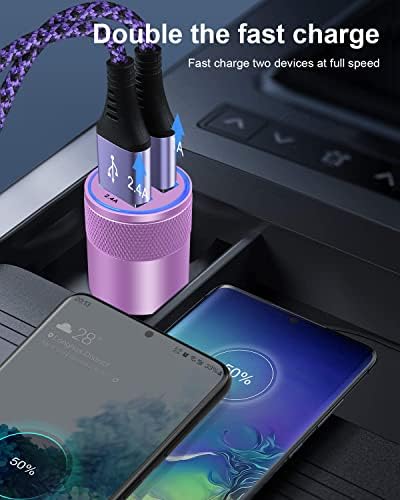 Rapid Charge Dual USB Car Charger Set – 2-Pack, 3.4 A High-Speed Adapter for i Phone 15/14/13/12/11 Pro Max & Samsung Galaxy S23/S22/S21 – Compact Design with Enhanced Safety and Compatibility for Effortless On-the-Go Power Solutions