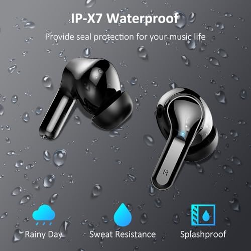2025 Advanced Bluetooth Wireless Earbuds – 40-Hour Playtime with IP7 Waterproof Rating, Enhanced Noise Cancellation for Superior Sound Quality – Perfect for Active Lifestyles, Daily Commutes, and Leisure Time – State-of-the-Art 5.3 Bluetooth Connectivity with Quad HD Microphones and Rapid USB-C Charging – Unmatched Comfort and Resilience for Everyday Use