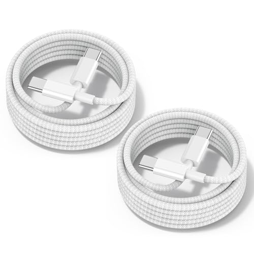 10 FT 60 W USB-C to USB-C Charger Cable [2 Pack] – Ultra-Fast Charging for i Phone 15, Samsung Galaxy S23, i Pad Pro, Mac Book Air – Durable, Versatile, and Perfect for Home or Office Use