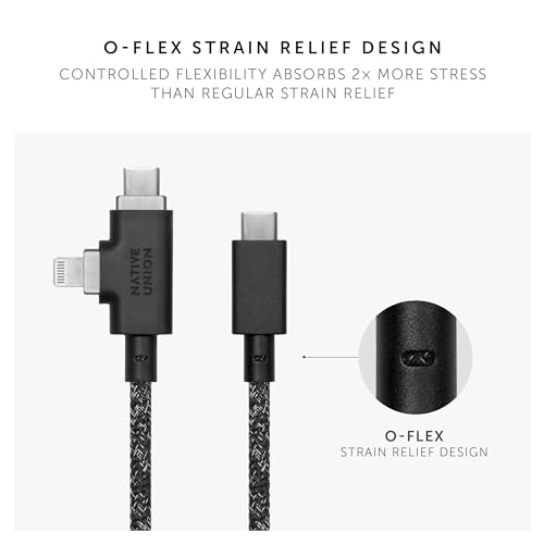 Power Your Devices Sustainably with the Native Union Belt Cable Duo Pro – 8 ft Ultra-Strong Braided 240 W Charging Cable for Lightning & Type-C – Eco-Friendly Design with 2-in-1 MFi Certified Connectors for Enhanced Compatibility and Rapid Performance – Perfect for Home, Office, and On-the-Go Charging
