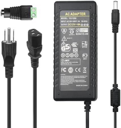 High-Efficiency 12 V 8 A Power Supply Adapter by Le Tao Xing – Versatile AC to DC Converter for LED Strip Lighting & CCTV Systems – Reliable 96 W Transformer with Universal Compatibility for 5050 & 3528 LED Applications – Safe and Durable Power Source for Enhanced Performance