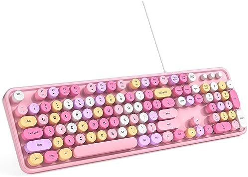 Illuminate Your Workspace with the Large Print Backlit Keyboard – Ergonomic USB Wired Multimedia Keyboard with Rainbow LED Lighting for Enhanced Comfort and Visibility on Windows PCs & Laptops