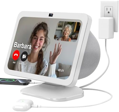 Transform Your Viewing Experience with the Plus Acc Stand for Show 8 (3 rd Gen) – Adjustable Tilt Charging Dock Featuring Dual USB-C & USB-A Ports, Magnetic Device Holder, and Non-Slip Base in Sleek Black – Perfect for Multi-Device Charging and Stability at Home or Office.