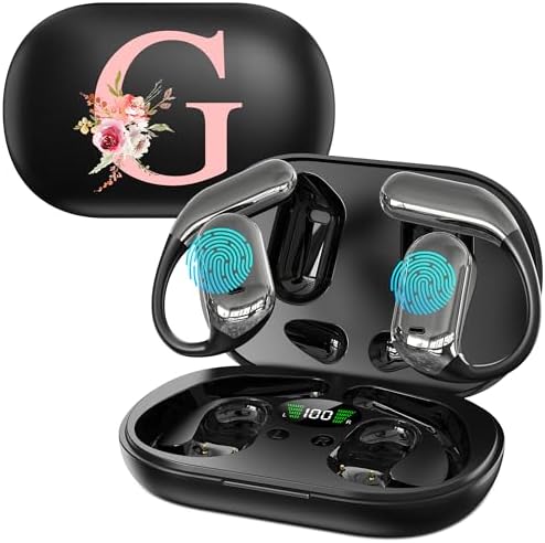 Floral Initial Personalized Wireless Earbuds with Advanced AI Language Translation – Premium Noise Cancelling Bluetooth Headphones for Stylish Communication – Ideal Mother’s Day Gift for Tech Enthusiasts and Culture Lovers