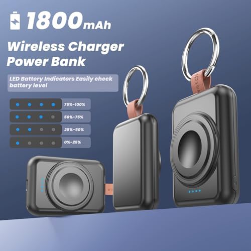 Portable 1800 m Ah Magnetic Wireless Charger for Samsung Galaxy Watch – Compact Keychain Power Bank for Effortless Fast Charging on the Go, Optimized for Galaxy Watch 7/Ultra/6/6 Classic/5/5 Pro/4/3 & Active 2/1 – Essential Charger for Busy Lifestyles and Uninterrupted Connectivity