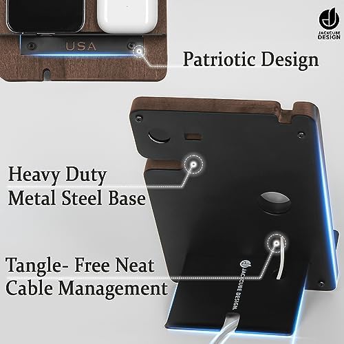 Optimize Your Charging Space with the J JACKCUBE DESIGN Premium Wood Docking Station – Elegant Multi-Device Organizer for Smartphones and Smartwatches, Featuring Advanced Cable Management and Swift Charging Solutions, Perfect for Modern Bedrooms and Effortless Device Accessibility