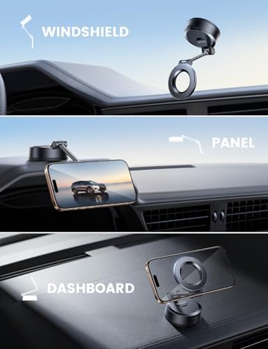 Lamicall Mag Safe Car Mount – 70 LBS Ultra-Stable Magnetic Phone Holder for Secure Dashboard & Windshield Use, 360° Rotatable Viewing for i Phone 16 Pro Max Plus, 15, 14, 13, 12 – Optimal Safety & Effortless Connectivity for All Drivers