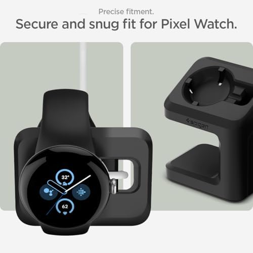 Transform Your Google Pixel Watch Charging Experience with the Spigen S355 Stand – Premium TPU Design with Non-Slip Base for Enhanced Stability and Rapid Power Boost (Compatible with Pixel Watch 3 & 2, Excludes Pixel Watch 1) – Sleek, Portable Solution for Smartwatch Enthusiasts on the Go