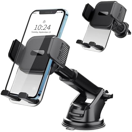Upgraded 3-in-1 Car Phone Holder Mount,Phone Mount for Car Dashboard Air Vent Windshield,iPhone car Mount for All Smartphones & Car Models – Enhanced Compatibility and Speed