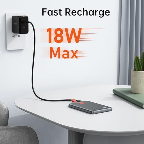 Ultra-Slim Magnetic Power Bank 5000 m Ah – PD 20 W Fast Charging Portable Charger with Built-in USB-C Cable for i Phone 15/16 & Samsung Android – Compact Travel Battery Pack for Effortless Power On-the-Go