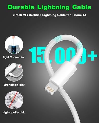 i Phone 14 Dual Port Fast USB C Car Charger | Apple MFi Certified 38 W Quick Charge Adapter with 2 Lightning Cables | Sleek Metal Design for Optimal Durability and Compatibility with i Phone 14, 13 Pro Max, Mini, 12, 11 & Air Pods | Reliable On-the-Go Power Solution for Busy Lifestyles