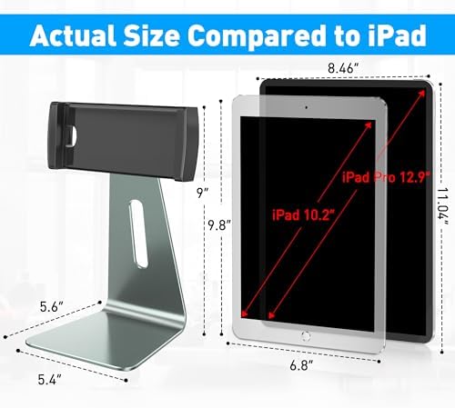 Transform Your Digital Experience with the Above TEK Premium Adjustable Aluminum Tablet Stand – Versatile Kiosk Holder for 7-13 Inch Devices like i Pad Pro and Galaxy Tab – Sleek Design Perfect for Home, Office, and Retail Environments with Superior Stability and Ergonomic Viewing Angles