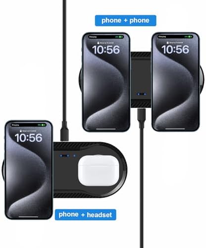 Ultimate 30 W Dual Wireless Charging Pad – Fast, Sleek & Compatible with i Phone 15/14/13/12/XR, Galaxy S24/S23/S22/S10, Google Pixel 8/7/6 & More – Adapter Included for Effortless Charging of Air Pods Pro 3/2 & Galaxy Buds – Enhance Your Charging Speed and Style