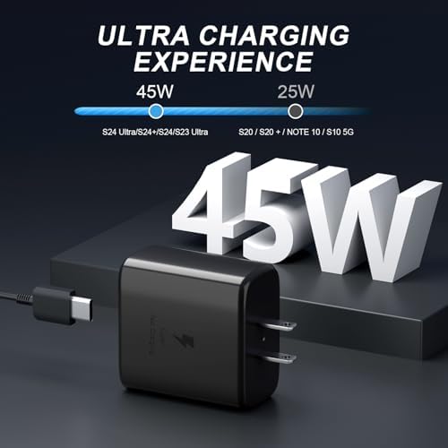 Samsung 45 W USB-C Wall Charger with 6.6 ft Cable – High-Speed Charging Solution for Galaxy S25 Series & Note Devices – Compact, Reliable, and Travel-Ready for Mobile Professionals Seeking Efficiency and Versatility