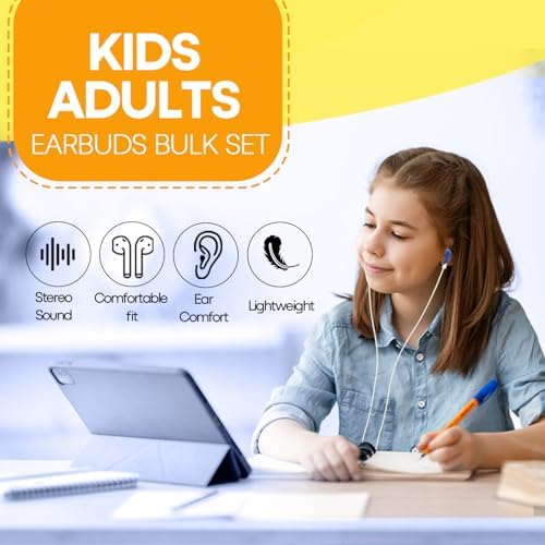Bulk Classroom Earbuds – 30-Pack Multi-Color Wired Headphones for Kids and Educators, Individually Wrapped for Effortless Distribution and Enhanced Device Compatibility, Ideal for Focused Learning and Engaging Educational Activities