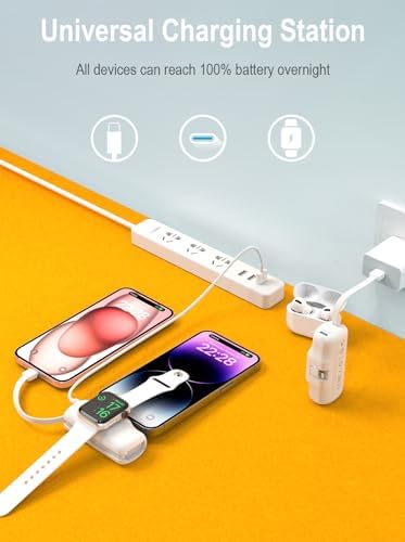 Travel Essentials Dual Mini Power Bank Set – 4500 m Ah Portable Charger for i Phone 14 & Apple Watch – Compact Fast Charging Solution in Sleek Black & White – Ideal Travel Accessory for On-the-Go Tech Users