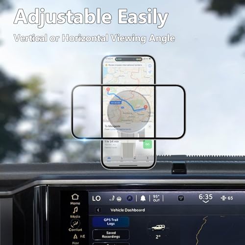 for Jeep 2024 2025 Wrangler JL JLU JT 4XE Phone Mount – Dashboard Phone Holder for Jeep Wrangler Gladiator 2/4 Door Accessories, with The Strongest Magnet (NOT for 1945-2023 JL JT) – Enhanced Compatibility and Speed