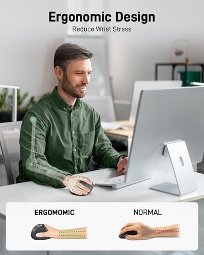 Acer Ergonomic Wireless Vertical Mouse – Adjustable DPI (1000/1200/1600) for Ultimate Comfort, 6 Programmable Buttons, Rechargeable Design & 2.4 GHz USB Receiver for Seamless Compatibility with PC, Laptop & i Mac – Perfect for Long Hours of Use