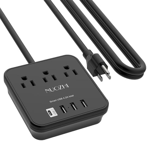 Travel Smart with the Cruise Essentials 6 Ft Non-Surge Power Strip: 3 Outlets & 4 USB Ports (1 USB-C) for Effortless Charging on Cruises, at Home, or in the Office – ETL Listed, Sleek Black Design for Enhanced Device Compatibility and Safety