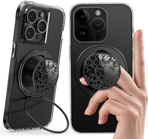Glamour Pearl Magnetic Phone Grip Holder with Adjustable Kickstand – Ultimate Versatile Smartphone Accessory for i Phone, Android & Kindle – Secure Hands-Free Viewing & Stylish Design – Includes Magnetic Adapter for Effortless Compatibility and Enhanced Usability