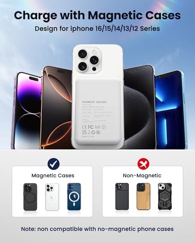 Mag Safe 12000 m Ah Magnetic Portable Charger – Fast PD 22.5 W Power Bank for i Phone 16/15/14/13/12 – Sleek Wireless Battery Pack with Universal USB-C Compatibility for Effortless On-the-Go Charging and Enhanced Device Protection