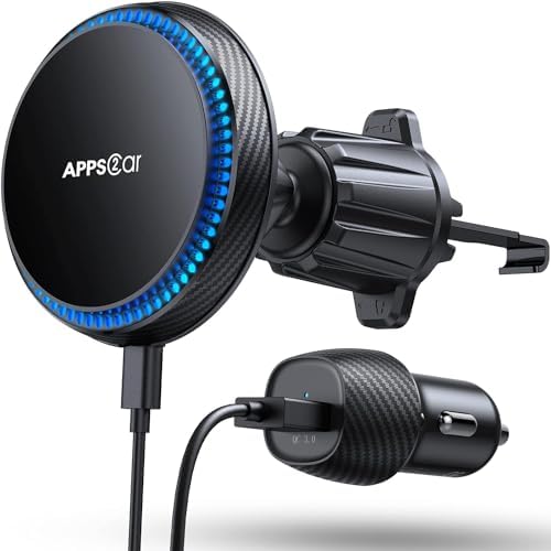 Revolutionize Your Drive with the APPS2 Qi2 15 W Mag Safe Car Mount Charger – A Premium Magnetic Phone Holder for i Phone 16 Series and Earlier, Fast Wireless Charging for Enhanced Safety & Convenience, Versatile Air Vent/Dashboard Installation, Elegant Black Design