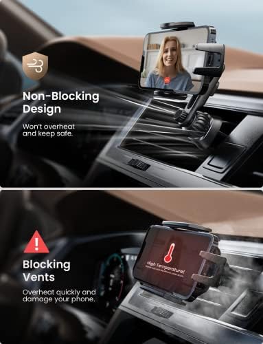 Upgrade Your Drive with the LISEN Universal Cell Phone Car Mount for i Phone & Samsung – Hands-Free Convenience with 2-Hook Vent Design, Enhanced Compatibility for i Phone 16/15 Pro Max Plus, Effortless Installation, and 360-Degree Rotation in Elegant Brown Finish