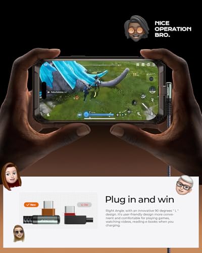 AINOPE Right Angle USB C Cable – 2-Pack (10 ft + 10 ft) Fast Charging 3.1 A Nylon Braided Charger for Enhanced Device Compatibility, Ideal for Gaming and Multitasking, Durable Black Design