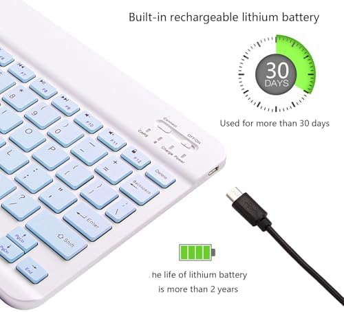 Portable Ultra-Slim Bluetooth Keyboard – Rechargeable Mini Wireless Typing Solution for i Pad, i Phone, Android Tablets and Smartphones – Enhanced Compatibility & Quick Response Keys – Perfect for On-the-Go Productivity