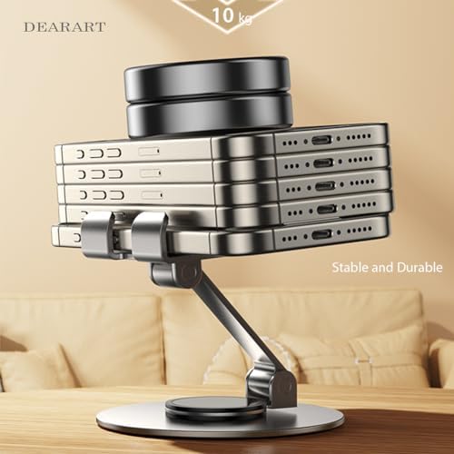 DEARART Cell Phone Stand, 360° Adjustable Phone Stand for Desk, Foldable Phone Holder Fully Carried Easily, Grey (Square Base) – Enhanced Compatibility and Speed