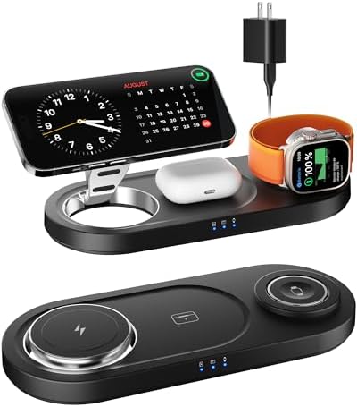 Effortless Power: Enhanced 3-in-1 Magnetic Charging Station for Apple Devices – Fast Wireless Charger for i Phone 16/15/14/13/12, Air Pods Pro & Apple Watch Series in Elegant White – Ultimate Compatibility & Streamlined Charging Experience