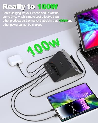Revolutionary 100 W Ga N 6-Port USB C Charging Hub with 45 W PD Adapter & 15 W Wireless Charger – Ultimate Multi-Device Power Station for i Phone, i Pad, Samsung & Laptops – Fast, Efficient, and Clutter-Free Solution for Home and Office Use
