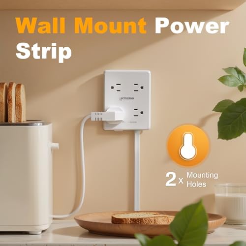 Maximize Your Power Potential with the 6 Ft Surge Protector Flat Extension Cord Power Strip – 8 Outlets & 4 USB Ports (Including 2 USB-C) for Rapid Charging, 1350 Joules Protection, Perfect for Home or Office Environment, Space-Saving Design for Enhanced Compatibility