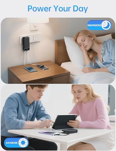 Ultra-Compact 12000 m Ah Power Bank with Built-in Charging Cables & AC Plug – 20 W PD Fast Charging for i Phone, Samsung, Android, USB-C Devices – Travel-Friendly External Battery Pack in Purple – Unmatched Portability and Efficiency for On-the-Go Charging Solutions