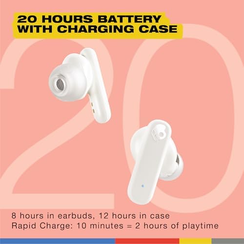 Skullcandy Smokin’ Buds Wireless Earbuds – Premium Bluetooth Headphones with Enhanced Noise Isolation, 20-Hour Playtime, IPX4 Sweat-Resistant Design – Ideal for Fitness Enthusiasts and Seamless Hands-Free Communication on i Phone & Android Devices