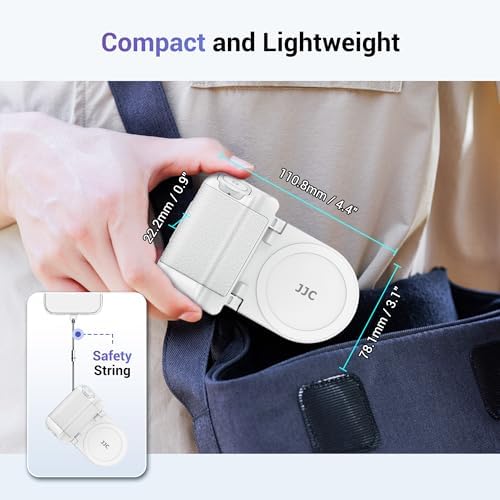 Transform Your Smartphone Photography with the JJC Magnetic Camera Grip Handle – Lightweight Ergonomic Phone Accessory with Wireless Shutter Remote & Tripod Compatibility for i Phone and Android Users, Stylish White Finish for Enhanced Control and Effortless Shooting