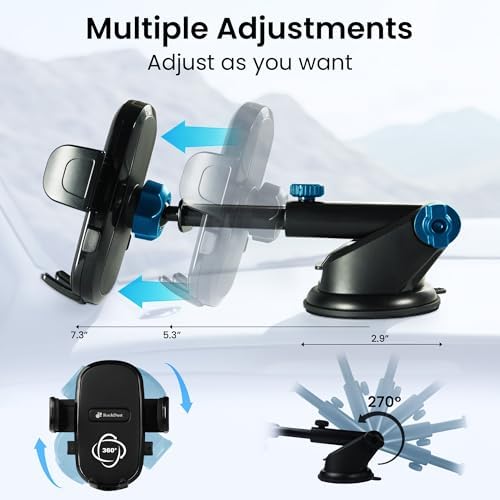 Ultimate 3-in-1 Heavy Duty Car Phone Holder for Windshield & Dashboard | Universal Mount with Bonus Accessories Including Cup Holder Pads, Sunglass Holder & Headrest Hooks | Compatible with i Phone & Samsung | Enhance Driving Safety & Convenience