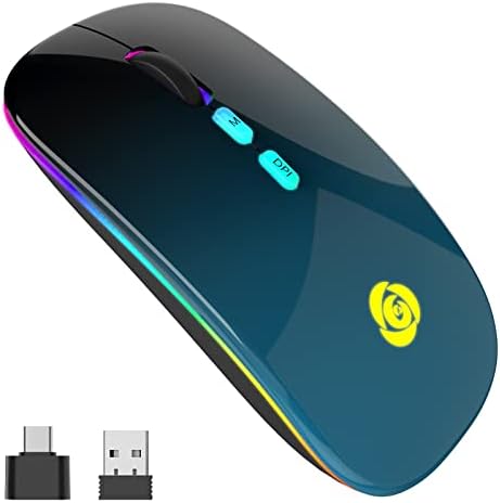 Upgrade Your Workflow with the CC Store LED Wireless Mouse – Dual Connection Modes (Bluetooth & 2.4 GHz), Ultra-Silent Rechargeable Design, Adjustable DPI Settings for Precision, Ergonomic Slim Profile, USB-C Adapter Included – Perfect for Laptops, Mac Books, PCs, Tablets, and i Pads (Black-Red)