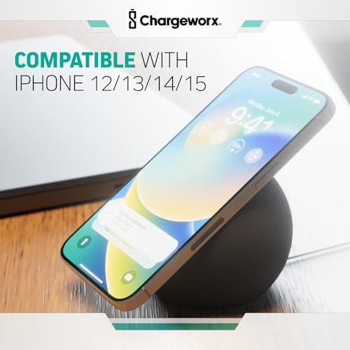 Magnetic Charging Stand, Premium Spherical Silicone Phone Stand, Wireless and Portable, Compatible with MagSafe iPhone 16/15/14/13/12 Series and MagSafe Chargers, Black – Enhanced Compatibility and Speed