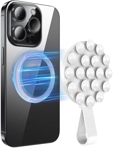 Magnetic Suction Cup Mount for Mag Safe Devices – Effortless Hands-Free Phone Holder with Premium Anti-Slip Silicone Grip for Content Creators – Ultra-Stable, Lightweight Accessory Perfect for Tik Tok and Photography on the Move