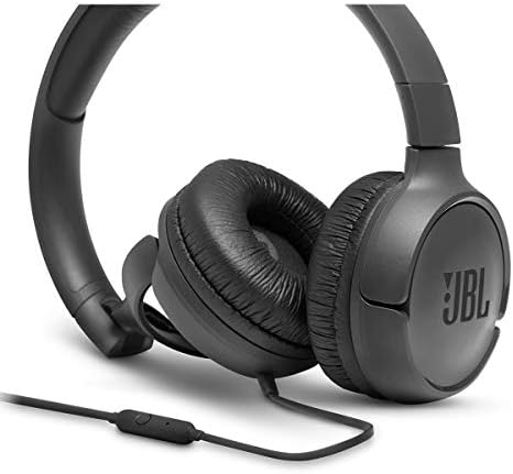 JBL Tune 500 Wired On-Ear Headphones – Lightweight, Portable Design with Pure Bass Audio for Optimal Sound Quality, Tangle-Free Cable for Easy Storage, One-Button Mic for Effortless Hands-Free Calling & Voice Activation – Perfect for Daily Use and Travel (Black)