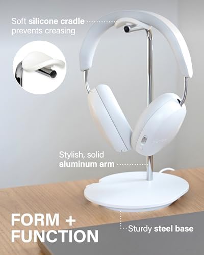 Sanus Sonos Ace Premium Headphone Stand – Stylish Silicone Cradle with Innovative Cable Management & Magnetic Charging Clip – Effortless Assembly for Over-Ear Headphone Protection – Sleek Black Design Enhancing Your Audio Space & Compatible with Multiple Models