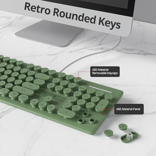 Transform Your Workspace with the Surmen Pink Retro Typewriter Keyboard – Backlit, Quiet & Full-Size 104 Keys for Effortless Typing and Style, Perfect for Home and Office Use!