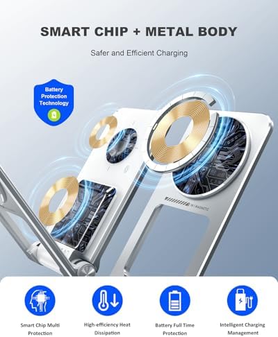 Ultimate 3-in-1 Magnetic Wireless Charging Station with Retractable Cable – Fast 15 W Charger for i Phone 16, 15, 14, 13, 12, Apple Watch & Air Pods – Portable Foldable Design with 20 W Adapter for Home, Office & Travel – Enhanced Safety Features & Cable Management Solutions