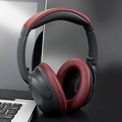 Transform Your Bose Quiet Comfort 45 & SE Headphones with Luxurious SOULWIT Replacement Earpads in Burgundy – Premium Soft Protein Leather Cushions for Unmatched Comfort and Superior Sound Isolation, Perfect for Long Listening Sessions and Easy Installation