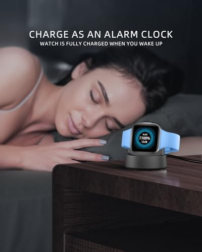 Upgrade Your Fitbit Charging Experience: Premium Magnetic Dock for Fitbit Sense, Sense 2, Versa 3 & 4 – Fast, Reliable Power Delivery with Compact Design and Included Cable – Essential Smartwatch Accessory in Sleek Black