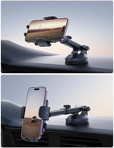 Lamicall 360° Adjustable Car Phone Holder with Military-Grade Suction Cup – Secure Smartphone Mount for i Phone 16 & Galaxy Models – Effortless Quick-Release Design for Safe Driving and Optimal Viewing Angles in Any Vehicle