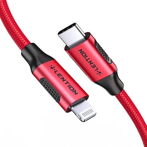 LENTION MFi Certified USB C to Lightning Charging Cable – 3.3 ft Durable Nylon Braided Fast Charger for i Phone 13/12/11/Pro/Max/X/XR/SE/i Pad Air/Pro/Mini – Enhanced Power Delivery & Stylish Space Gray Design for Ultimate Compatibility