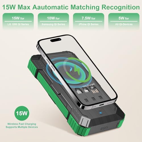 Ultimate Solar Power Bank 49800 m Ah: Wireless Portable Charger with 22.5 W Quick Charge 3.0, Built-in 4 Cables & 6 Outputs for Multi-Device Charging – Ideal for Outdoor Adventures and Travel